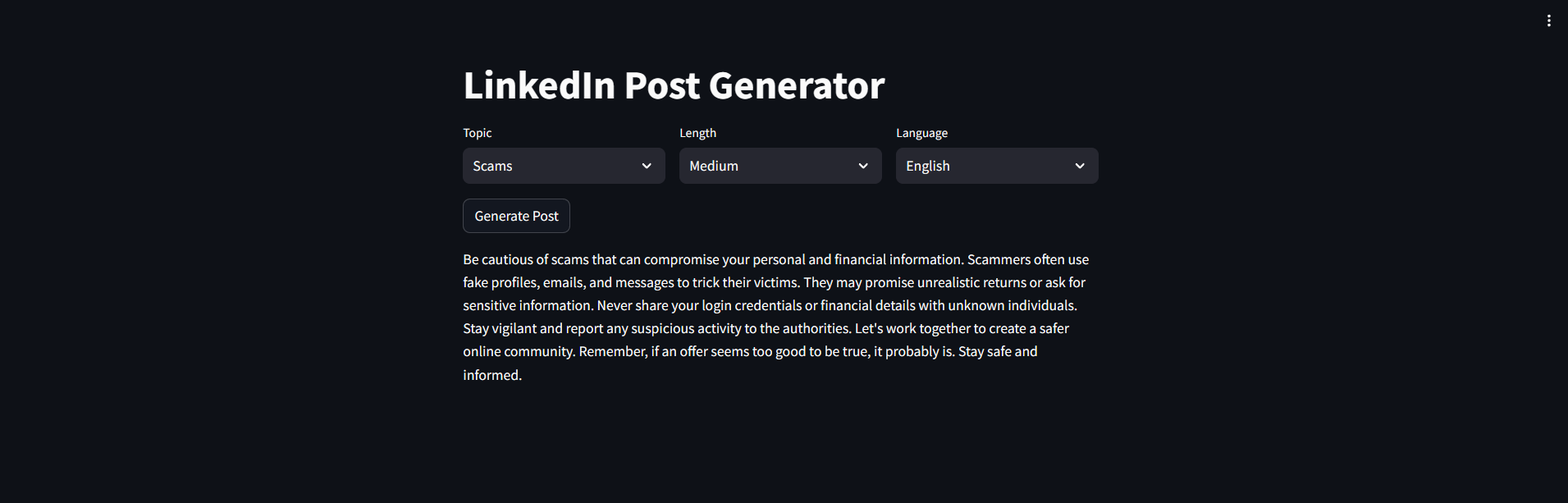 LinkedIn Post Gen